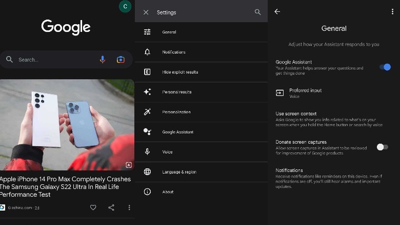 Google app screenshot