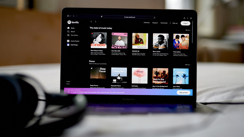 Spotify website on laptop