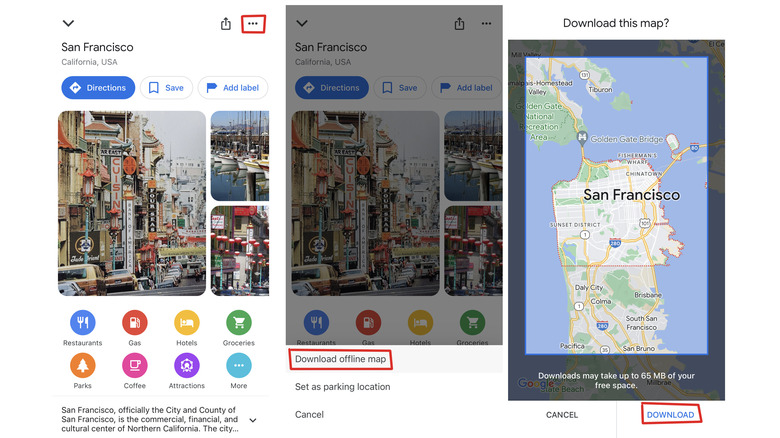 Google Maps offline map download