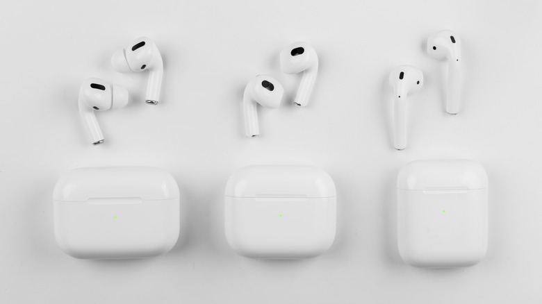 three generations of AirPods beside each other