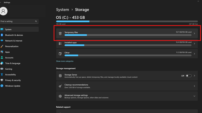 Windows 11 Settings menu