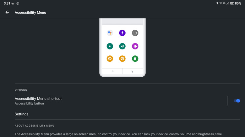 Android Accessibility Menu in settings