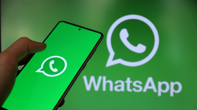 WhatsApp logo on phone