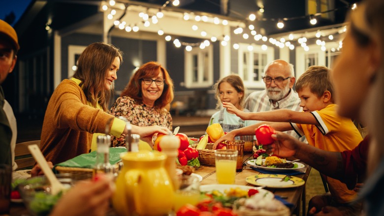 Family having dinner