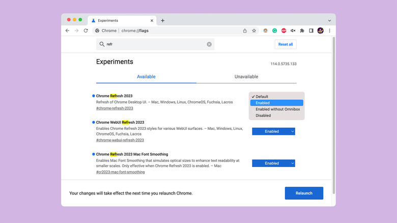 enable Google Chrome design refresh