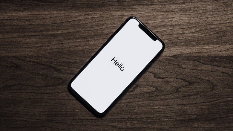 iPhone welcome screen hello