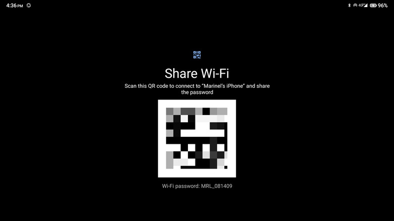 Android Wi-Fi password and QR code