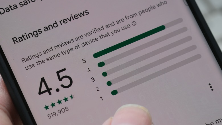 Android app review on smartphone screen