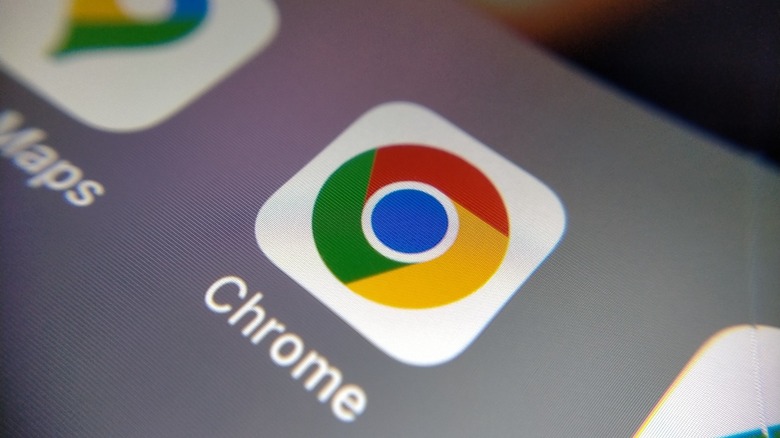 Chrome logo on phone screen