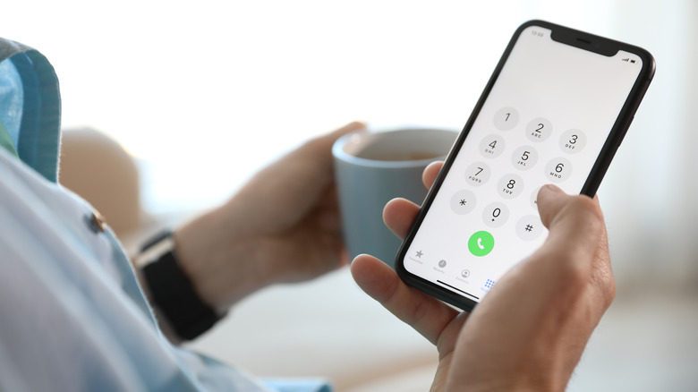 person using iphone phone app