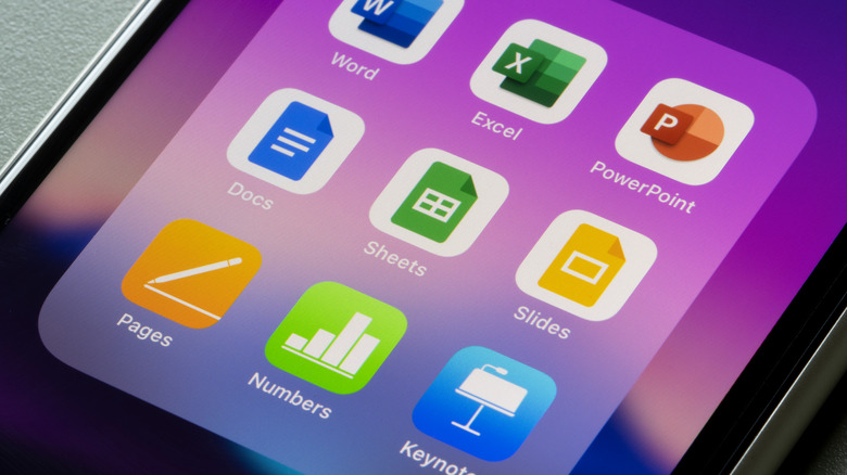 Microsoft Office productivity icons on iphone