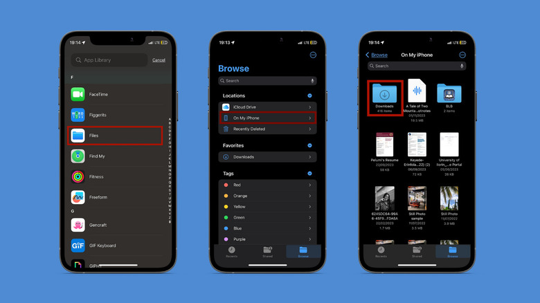 how to find downloaded files on iPhone