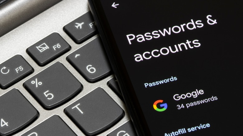 Google passwords and accounts page