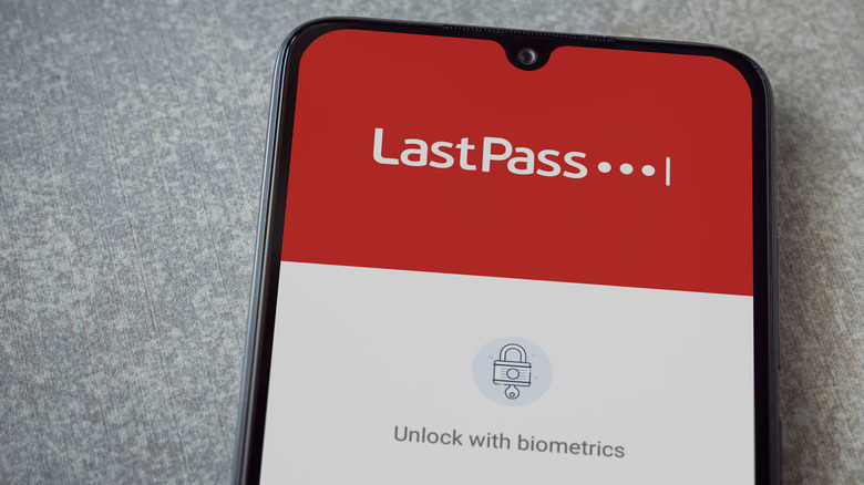 Lastpass app screen