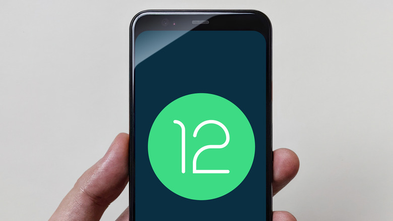 Phone with Android 12 logo