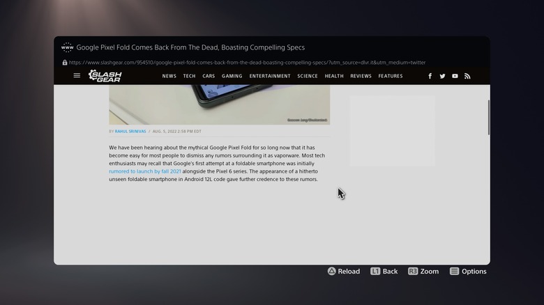 PS5 hidden browser