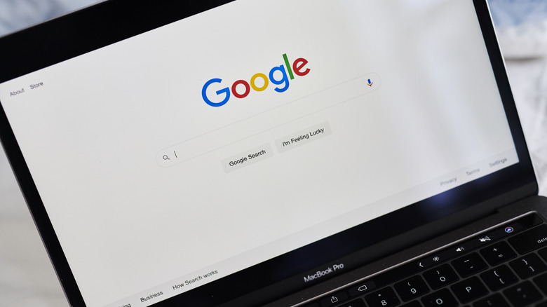 Google search page on MacBook Pro