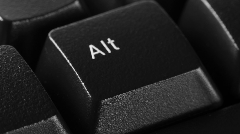 Close-up of Alt key from a black keyboard