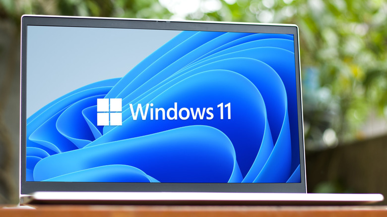 Laptop displaying Windows 11 logo