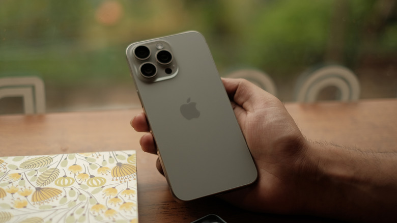 Person holding iPhone in their hand