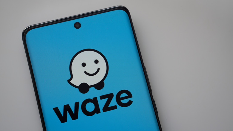 Waze app logo on an Android phone