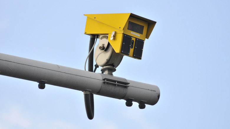 Speed camera installed on a pole in the U.K.