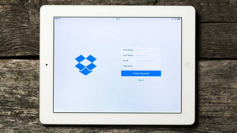 iPad with Dropbox app