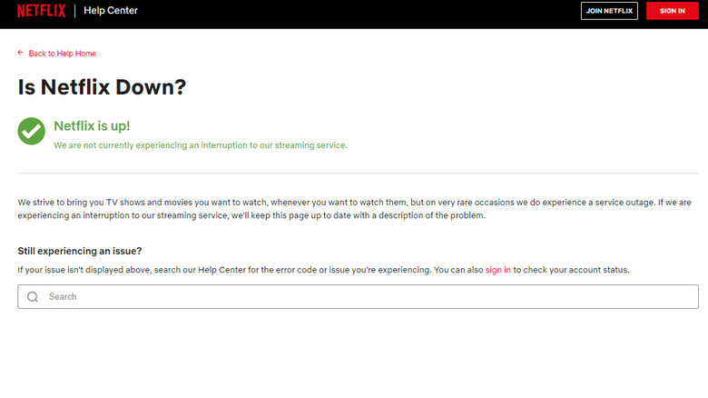 Screenshot of Netflix support page