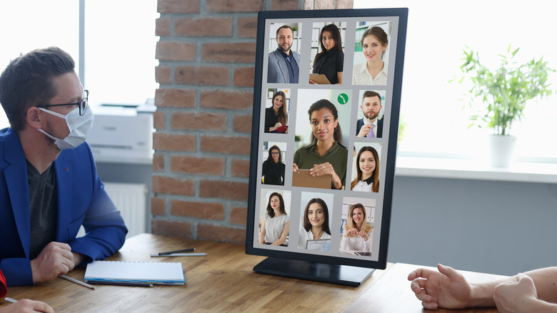video conference using vertical monitor