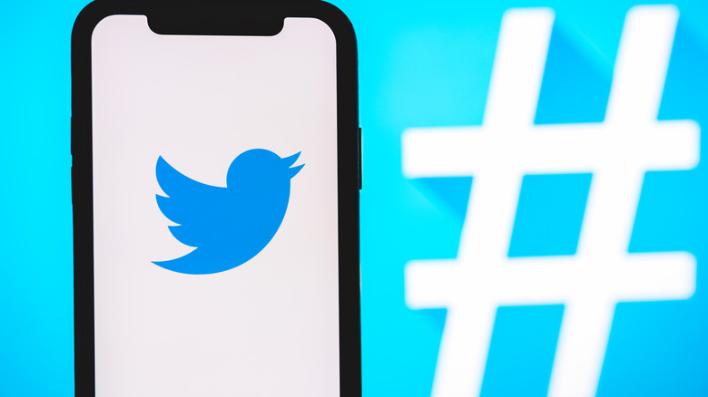 Twitter logo and hashtag