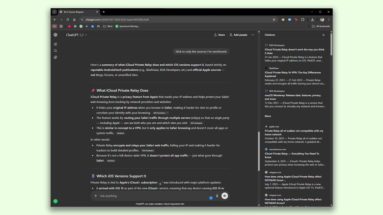 ChatGPT responding with reliable sources