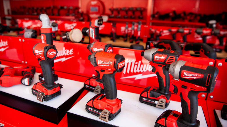 A selection of Milwaukee power tools
