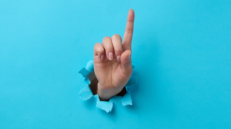 dramatic finger point upward