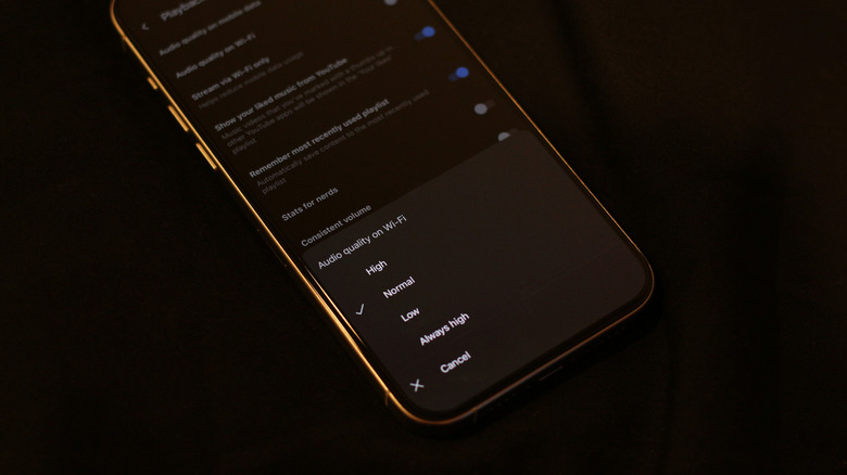 Audio quality options in YouTube Music