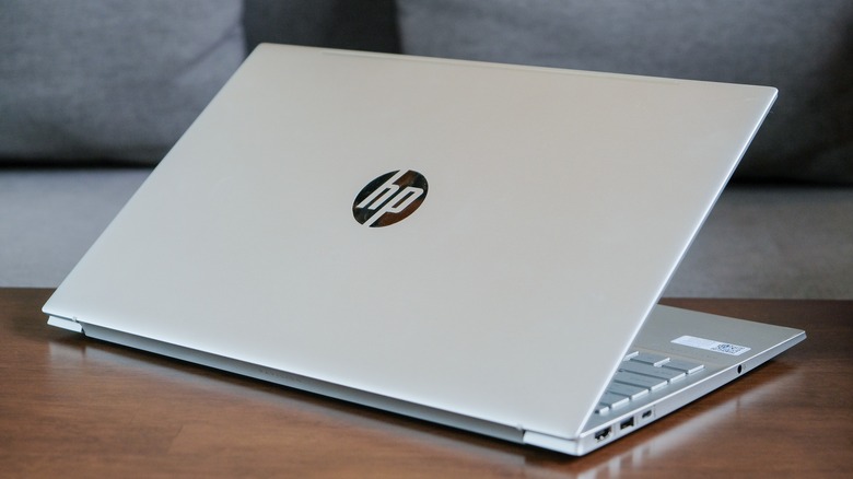 HP laptop folded rear panel