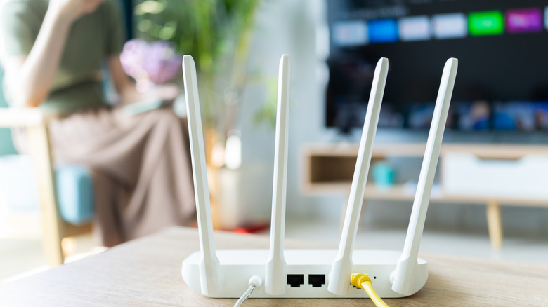 Router on a living room table