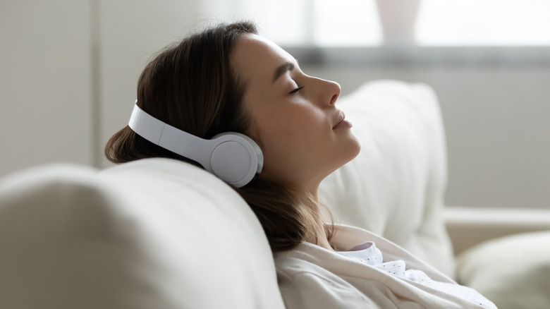 woman with headphones