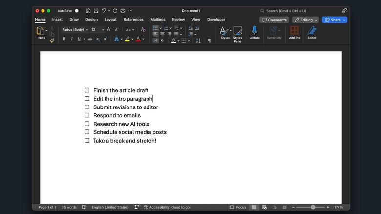 printable checklist in Word