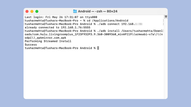 Install Android app using ADB