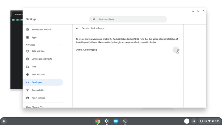 ADB debugging on Chromebook