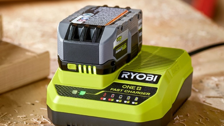 Ryobi battery on charger