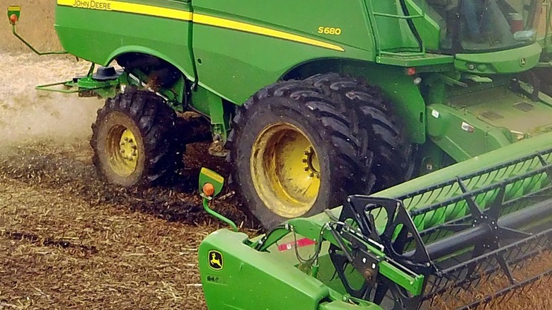Michelin tire on John Deere agricultural harvester