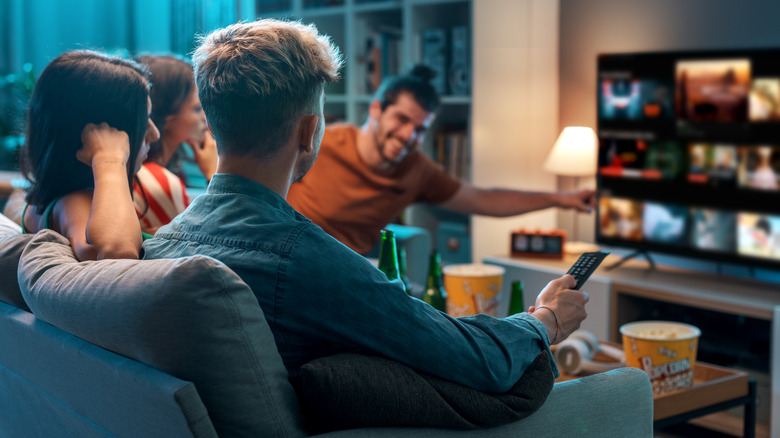 group of people watching netflix