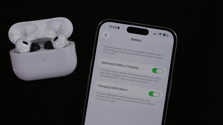 AirPods with battery optimization feature on iPhone