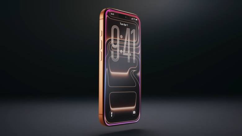 iPhone showing lock screen with big clock