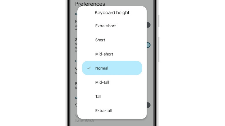 Gboard keyboard height options