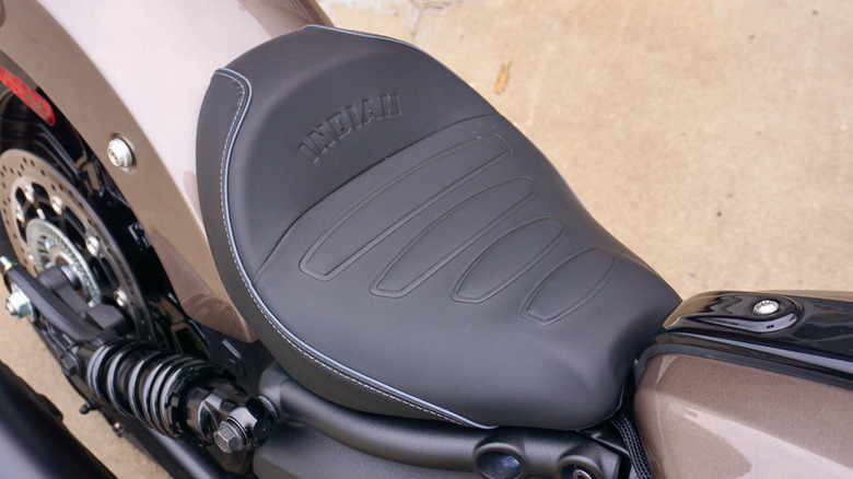 Close up of the seat on an Indian Motorcycle