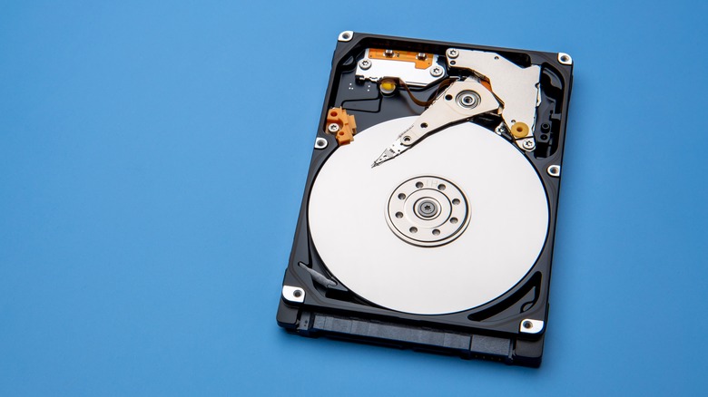 hard disk drive disconnected blue background