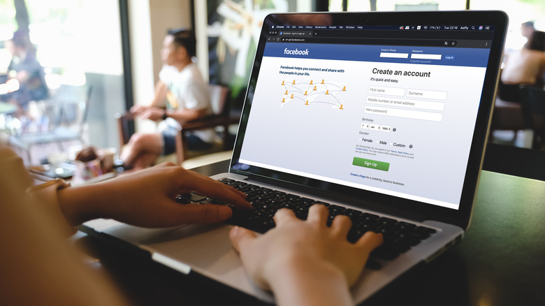facebook login page on laptop