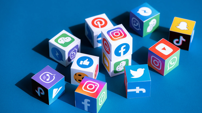 cubes with social media icons